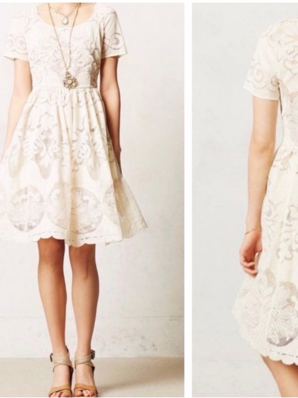 Plenty by Tracy Reese for Anthropologie Stella Lace Tulle Cream Dress - 6